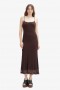 Adoni Mesh Midi Dress In Dark Choco | Women Bardot Day To Night Dresses