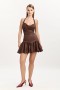 Amorette Linen Mini Skirt In Chocolate | Women Bardot Skirts