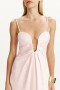 Clea Satin Maxi Dress In Petal Pink | Women Bardot Occasion Dresses