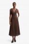 Cordelia Linen Midi Dress In Chocolate | Women Bardot Day To Night Dresses