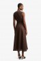 Cordelia Linen Midi Dress In Chocolate | Women Bardot Day To Night Dresses