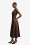Cordelia Linen Midi Dress In Chocolate | Women Bardot Day To Night Dresses