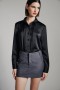 Dinah Pintuck Satin Shirt In Black | Women Bardot Shirts & Blouses