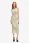 Eloda Sequin Midi Dress In Green Floral | Women Bardot Cocktail & Party Dresses