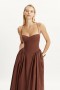 Estie Cotton Maxi Dress In Chocolate | Women Bardot Day To Night Dresses