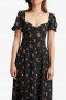 Gillian Midi Dress In Black Floral | Women Bardot Day To Night Dresses