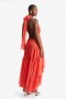 Leona High Low Ruffle Dress In Fire Red | Women Bardot Occasion Dresses
