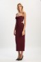 Martini Midi Dress In Burgundy | Women Bardot Cocktail & Party Dresses