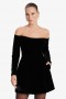 Nadene Velour Hourglass Dress In Black | Women Bardot Cocktail & Party Dresses