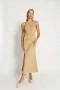 Nadira Vegan Suede Dress In Soft Camel | Women Bardot Day To Night Dresses