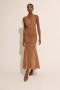 Sephera Halter Mesh Midi Dress In Chestnut | Women Bardot Cocktail & Party Dresses