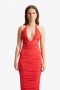 Tisha Halter Midi Dress In Fire Red | Women Bardot Cocktail & Party Dresses