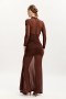 Veria Wrap Mesh Maxi Dress In Chocolate | Women Bardot Occasion Dresses