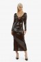 Verona Sequin Maxi Dress In Dark Chocolate | Women Bardot Cocktail & Party Dresses