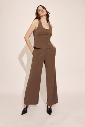 Azilia Button Through Top In Brown | Women Bardot Fashion Tops