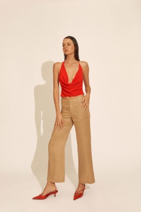 Balia Hipster Linen Pant In Latte | Women Bardot Pants