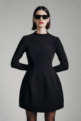Delphi Long Sleeve Mini Dress In Black | Women Bardot Cocktail & Party Dresses