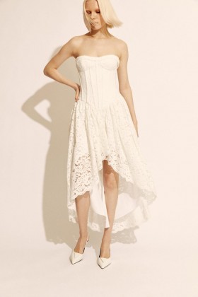 Felicidad Strapless Lace Dress In Orchidwht | Women Bardot Day To Night Dresses