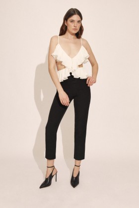Ilara Pleated Cut Out Top In Off White | Women Bardot Fashion Tops