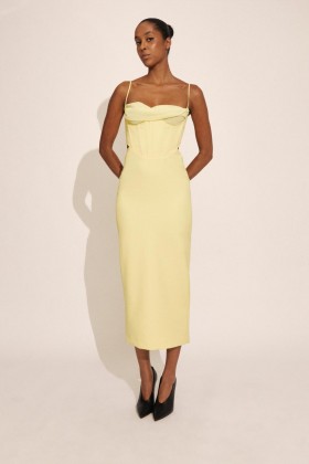 Martini Midi Dress In Limoncello | Women Bardot Cocktail & Party Dresses