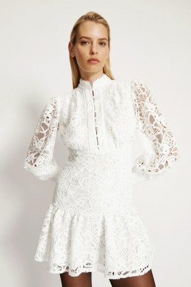Remy Embroidered Mini Dress In Orchidwht | Women Bardot Day To Night Dresses