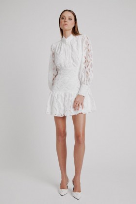 Remy Lace Dress In Ivory | Women Bardot Day To Night Dresses
