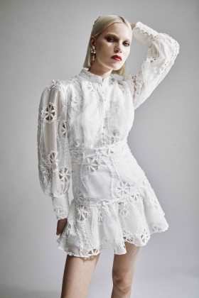 Remy Lace Dress In Orchidwht | Women Bardot Day To Night Dresses