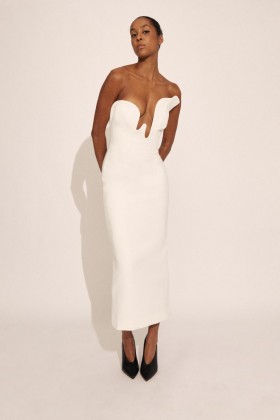 Rosalyn Midi Dress In Orchid White | Women Bardot Cocktail & Party Dresses