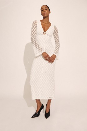 Talika Floral Mesh Maxi Dress In Orchidwht | Women Bardot Day To Night Dresses