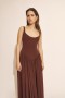  Vestido longo Briann em chocolate | Vestidos femininos Bardot para o dia e a noite