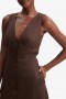 Vestido midi de linho Cordelia em chocolate | Vestidos femininos Bardot para o dia e a noite