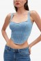 Corpete Corset Jeans Vintage | Corpetes Bardot Femininos
