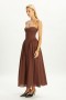  Vestido longo de algodão Estie em chocolate | Vestidos femininos Bardot para o dia e a noite