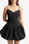 Vestido curto Lissett Popeline preto | Vestidos femininos Bardot para o dia e a noite
