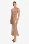  Vestido longo Ramira com lantejoulas nude | Vestidos femininos Bardot para coquetel e festa