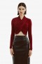  Blusa de malha Wren Wrap em bordô | Blusas femininas Bardot Fashion