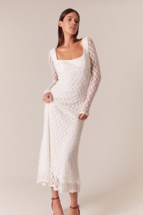 Vestido midi de renda Adoni branco | Vestidos Bardot para o dia e a noite femininos