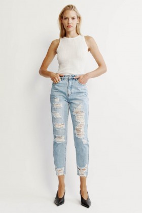 Calça Jeans Mum Vintage | Calça Jeans Bardot Boyfriend Feminina
