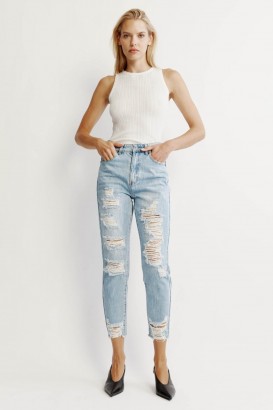  Jeans Mum san Seanré | Jeans Buachaill Bardot do Mhná