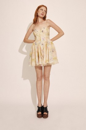  Mini abito corsetto Ashta in giallo tenue | Abiti da giorno e da sera da donna con scollo a Bardot