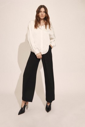  Camicia oversize in raso Luana in bianco orchidea | Camicie e bluse Bardot da donna