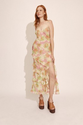  Cantara Printed Maxi Dress i rosa Flora | Kvinners Bardot Anledningskjoler