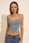 Bustieră din denim, stil vintage | Corsete Bardot pentru femei