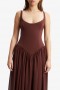  Vestido largo Briann en color chocolate | Vestidos Bardot para mujer, de día y de noche