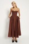  Vestido largo de algodón Estie en color chocolate | Vestidos Bardot para mujer, día y noche