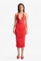  Vestido midi Tisha con cuello halter en rojo fuego | Vestidos de cóctel y fiesta Bardot para mujer