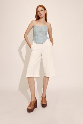 Top de corsé de malla Elise en azul claro | Corsés Bardot para mujer