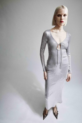  Vestido largo Verona con lentejuelas en plateado | Vestidos de cóctel y fiesta Bardot para mujer