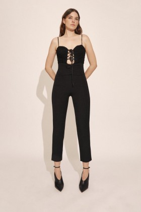  Delaney Snørebody i sort | Dame Bardot Bodyer