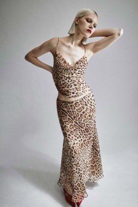  Monroe Cowl Neck Cami i brun leopard | Dame Bardot Modetoppe